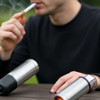 Type C No Battery No Flame Portable Safety Lighter Adapter Mini Lighter Blow-to-Ignite Auto Shut-Off For Air Travel Outdoor