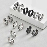 Retrol Norse Viking Runes Hoop Earrings for Men, Classic Celtic Knot Stainless Steel Huggies Earrings, Punk Cool Jewelry Gifts