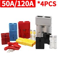 4Pcs 50A/120A Quick Connect Plug Kit - Silver Plated Copper Connector for 12-36V Winch/ATV/Trailer Wiring