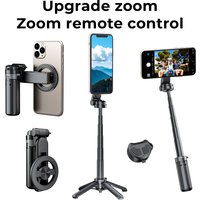 Upgraded Magnetic Phone Holder Pocket Selfie Stick 360° Rotation with Zoom Wireless Bluetooth Control for Smartphone Shooting