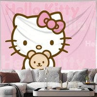 1pc Sanrio Hello Kitty Pastel Tapestry Polyester 2D Print Wall Hanging for Bedroom Living Room Home Decor Sweet Gift