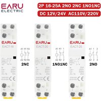 DC 12V/24V AC 110V/220V 50/60Hz 2P 16A 20A 25A 2NO 2NC 1NO1NC Din Rail Mounted Household Modular Contactor for Smart Home House