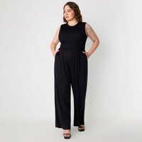 Plus Size Women's Fashion Slimming Sleeveless Waist-Cinching Fashionable Casual Solid Color Versatile Jumpsuit Long Pants