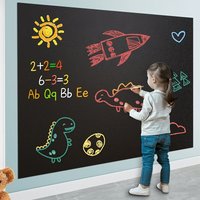 1 roll self-adhesive vinyl detachable blackboard wallpaper,five types of colored chalk, suitable for offices, schools, and homes