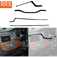 For Audi A4 B9 RS4 S4 2017 2018 2019 Center Console Dashboard Trim Strip Piano Black Stickers Interior Mouldings Car Accessories