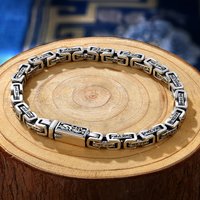 HX Hanfeng Dragon Pattern Six-character Mantra Ring Collar Bracelet Male Trend Retro Hipster Hip-hop Personality Men Simple