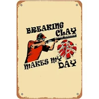 Vintage Clay Pigeon Shooting Metal Sign, 8x12 Inch Wall Decor for Trap Shooting Enthusiasts, Iron Wall Art with English Text
