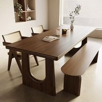 &c Modern Trendy Live Edge Slab Solid Walnut Wood Dining Table Practical Kitchen Furniture Waterproof for Apartment Hotel