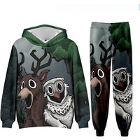 Cute 99 Nights in The Forest Peripheral Hoodie Trousers Children Hooded Sweatshirts Pants 2pcs Set Winter Warmth Christmas Gifts
