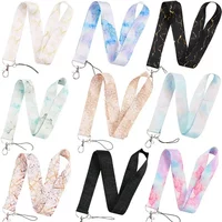 Marble Printing Neck Strap Keychain Lanyard For Keys Women ID Badge Holder Keycord DIY Hanging Rope Cell Phone Accessories