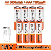 2-20PCS New AA 1.5V Lithium Rechargeable Battery 3500mWh AAA High Capacity USB-C Li-ion Battery for Camera Remote Control Toys