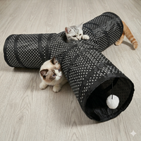 S T Y Shape Cat Tunnel 3 Way Collapsible Foldable Interactive Toys Hanging Ball Polka Dot Kitten Play Tube Rabbit Boredom Relief