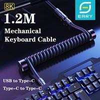 Eary Coiled Mechanical Keyboard Cable USB to Type-C 1.2m Gaming Keyboard Cable with Detachable Metal Aviator Cable for Laptop PC