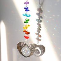Angel Wing Pendant with Crystal Ball Rainbow Sun Catcher Window Home Decor