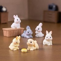 4Pcs Rabbit Figurine Landscape Home Kawaii Room Decor Miniature Fairy Garden Decoration Accessories