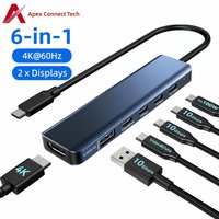 USB C Docking Station Type C to HDMI DP Alt Mode 4K 60Hz Dual Monitor Video Output 10Gbps 100W PD USB C Hub for Laptop MacBook