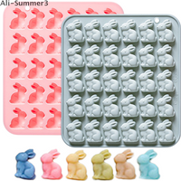 Easter Bunny Silicone Mold, 30 Cavities Candy Mould Wax Melt Tray For Baking Rabbit Chocolate Jello Resin Gummies Cupcake Decor
