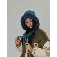 2024 rabbit fur Winter Balaclava Hats For Men&Women Unisex Knitted Hooded Caps Outdoor Warmer Drawstring Hats Beanies Cap