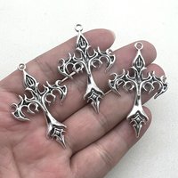 DIY Jewelry Accessories Flame Cross Pendant Personalized Punk Necklace Keychain Pendant