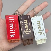 Hot Japanese Style Simulated Meiji Chocolate Fidget Toy Bendable Snap Stress Relief Keychain Pendant Creative Gift KK