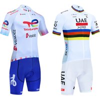 New 2025 TOTAL Cycling Jersey White Bike Maillot Pants Set UAE Team Quick dry Ropa Ciclismo Summer Pro Bicycle T-Shirt Clothing