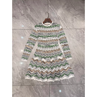 Colorful Striped Women Knitted Dress Autumn 2025 Round Neck Long Sleeve Vintage Slim Mini Robe