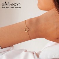 eManco Minimalist Chain Bracelets for Women Adjustable Length Bracelet women Trendy Thin Stainless Steel Bracelet