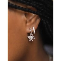 Hollow Out Flower Pendant Earring Lovely Imitation Pearl Hoop Earings 18K Gold Plated Stainless Ear Stud Fashion Jewelry Gifts