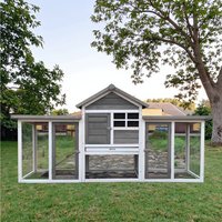 ep- grey Fashionable Wooden Pet Chicken Coop Large Run Rabbit Hutch for Hen Chook Hamsters Ferret Horizontal Sliding&
