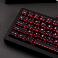 Manga, Black and Red Japanese Cherry Keycaps PBT 130 Keys, Customized for 60/84/98/108 Mechanical Keyboards