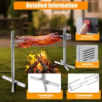 53" Automatic BBQ Rotisserie Grill Kit Height Adjustable Universal Roaster Stand Stainless Steel Hexagon Spit Rod for Pig Lamb