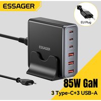 Essager 85W GaN Charger 6 Ports USB Type C Desktop Charger PD Fast Charging Station For iPhone 17/16/15 Samsung S24 Laptop iPad