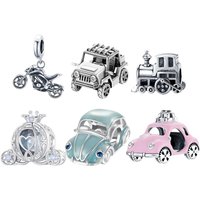 AliExpress WOSTU 925 Sterling Silver Car Charm Off-road Vehicles Pendant Bicycle Train Vintage Fit for Women Boy Bracelet DIY Fine Jewelry