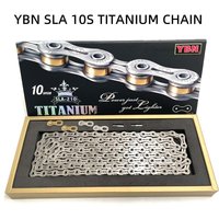 YBN 10 Speed Full Hollow Titanium Chain SLA210 Ni-PTFE Coating MTB Road Bike Chain Suitable for SRAM/Campanolo System Bike Parts
