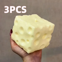 3PCSJumbo Cheese Cube Stress Ball Big Cheese Shapeable Squeeze Ball Non-Bounce Fidget Toy ASMR Sensory Anti-Stress Festival Gift