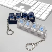 1pcs LED Keyboard Keycap Stress Relief Keychain 4 Button Fidget Tool for Adult Kids Office Decompression Gadget Tech Keychain