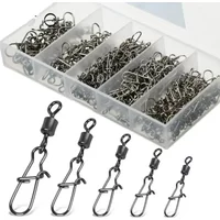 50pc/box Stainless Steel Fishing Connector Pin Bearing Rolling Swivel with Snap Fishhook Lure Accessories 2025