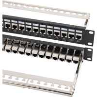 1PCS 19-Inch 24-Port 1U RJ45 Patch Panel with Cat6/Cat6A Coupler Keystone with Removable Back Bar and Cable Management Bar