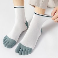 5 Pairs of Spring and Autumn Fashionable Mid Leg Men's Five Finger Socks Sweat Absorbing and Breathable Split Toe Men's Socks