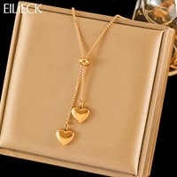 EILIECK 316L Stainless Steel Adjustable Heart Love Pendant Necklace For Women New Fashion Gold Color Neck Chain Jewelry Gifts