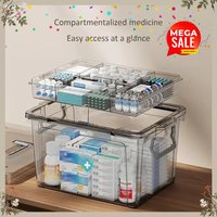 Home Multi-Layer Medicine Organizer Transparent Large Capacity Storage Box with Tray Waterproof Plastic Storage Container