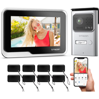 TMEZON WiFi 2-Draht-Video-Türsprechanlage, 1080P Video-Gegensprechanlage, 7-Zoll-Farb-Touchscreen, Nachtsicht, Öffnung per App und Karte, Bewegungserkennung, Aufnahme und Wiedergabe, wasserdicht
