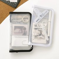 A6 Transparent Diagonal PP Zipper Bag Sticker Stationery Accessories Storage Bag File Sorting Bag Small Card Photo Storage