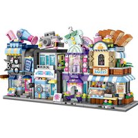 LOZ Street View series hair salon Photo Studio Courtyard building house model assembly children's building blocks toys