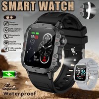 2026 New Outdoors Smart Watch LED Flashlight IP68 WaterProof Multi-Sport Mode Heart Rate Blood Oxygen Monitoring Men Smartwatch