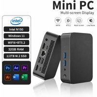 LENO NEW Mini PC Gamer Computer Windows 11 Intel N150 32GB RAM 1/2TB SSD FHD Bluetooth WiFi6 TYPE-C Gaming Office 4K HDMI