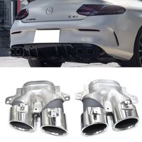 C43 Style Quad Exhaust Tips For 2019+ Benz W205 C205 S205 AMG-Line 1 Pair Stainless Tailpipe Requires Diffuser