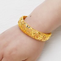 Luxury 24K 9999 Pure Gold real gold Women's Wedding Bangle Hollow Grass Bracelet