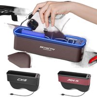 Car Atmosphere Light Sewn Chair Storage Box For Mazda 2 3 6 Skyactiv CX5 CX30 MX-5 BT-50 CX8 CX9 Auto Universal USB Storage Box