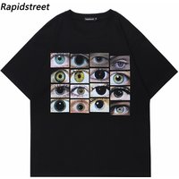 Hommes Streetwear T-Shirt yeux monde graphique Harajuku Hip Hop T-Shirt coton T-Shirt été à manches courtes hauts t-shirts noir unisexe
